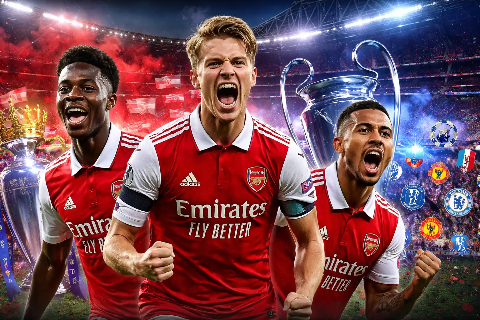 Arsenal stars and elite trophies in action