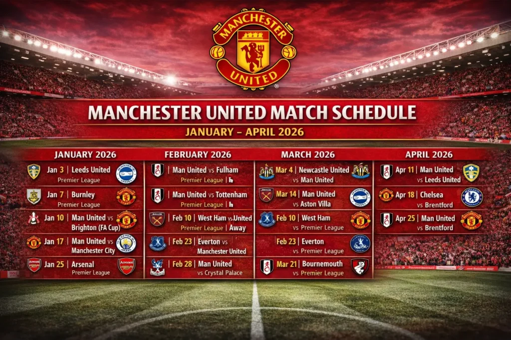 Manchester United fixture schedule 2026