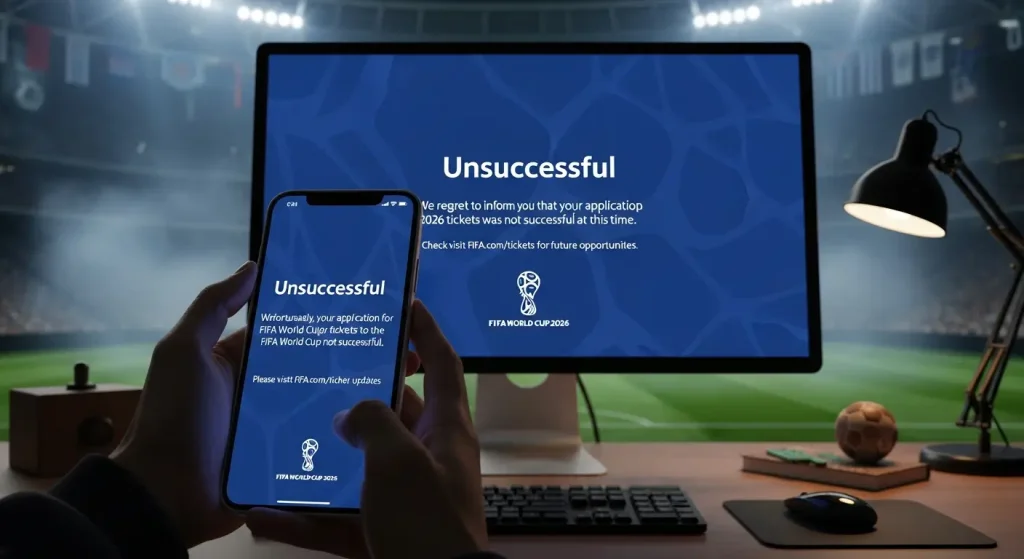 FIFA World Cup 2026 ticket unsuccessful notification