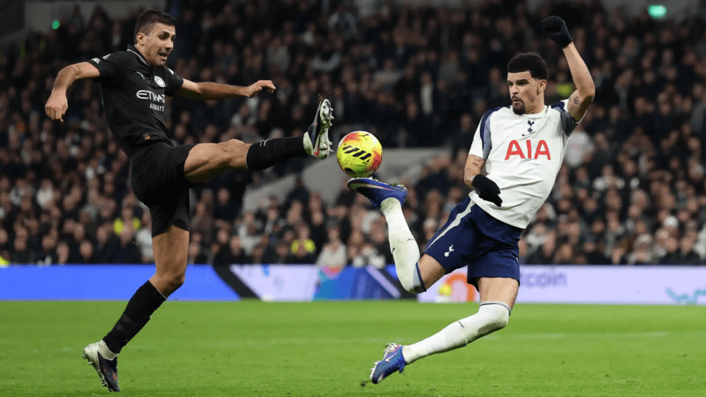 Dominic Solanke scores OUTRAGEOUS scorpion kick to stun Man City as Tottenham come back from two goals down