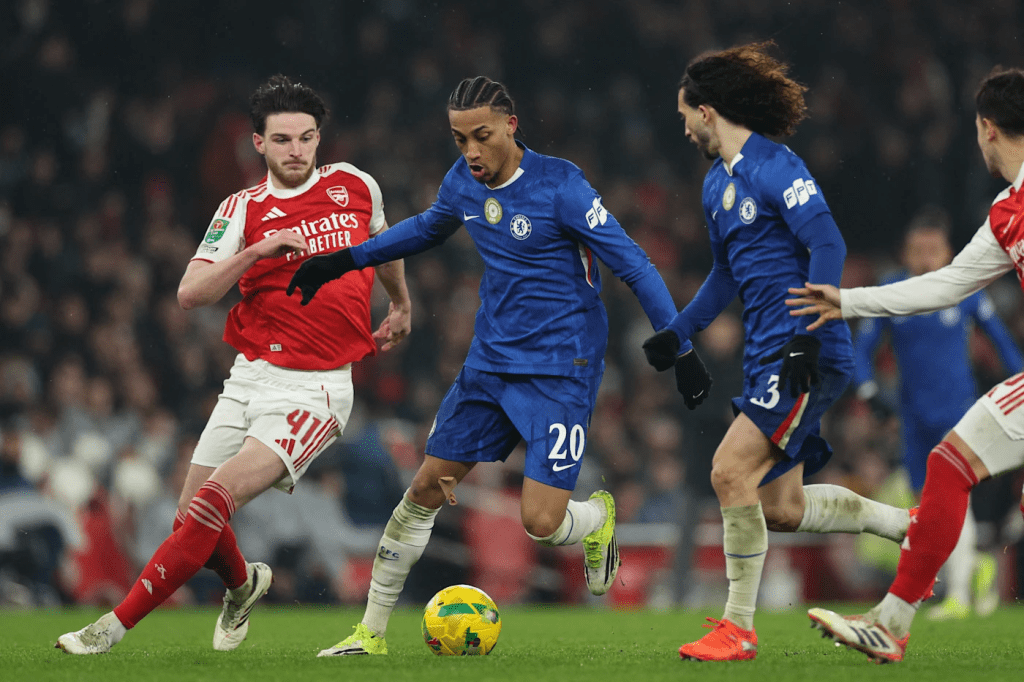 Joao Pedro works hard for a sight of goal