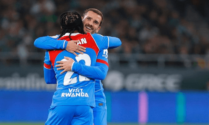Ademola Lookman celebrates debut goal for Atletico Madrid against Real Betis in Copa del Rey February 2026